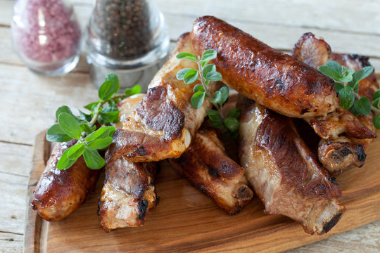 Pork Ribs And Sausages