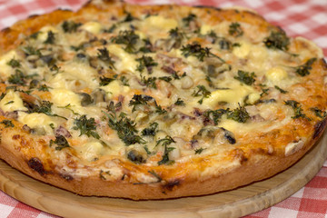Mouthwatering homemade pizza with seafood