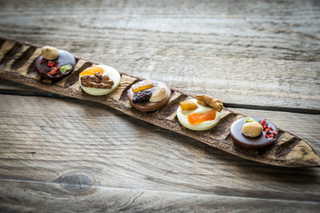 Swiss chocolate candies with nuts and dried fruits