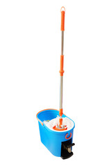 Mop and bucket isolated on a white
