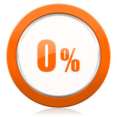 0 percent orange icon sale sign