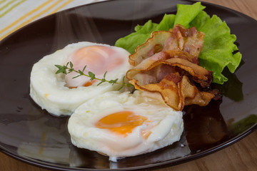 Breakfast with egg and bacon