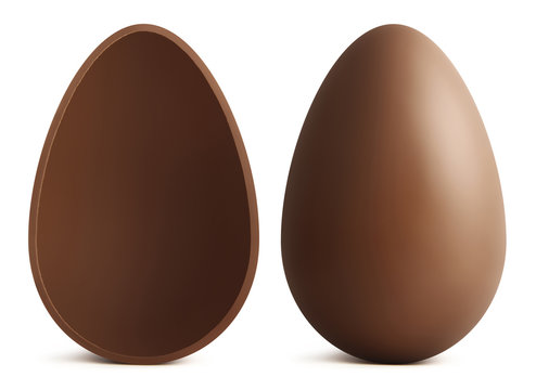 chocolate Easter eggs on white background