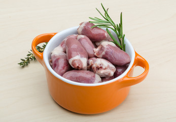 Raw chicken hearts