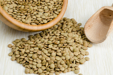 lentils, on table cloth, background, close up