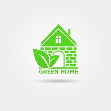 Green home vector logo design template