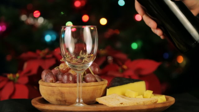 Serving Wine Christmas Theme Slow Motion