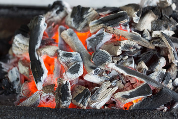 Close-up of burning charcoal