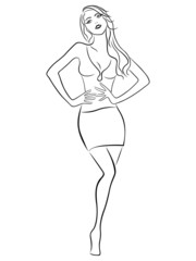 Beautiful girl posing in a short skirt