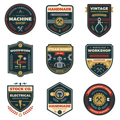 Vintage workshop badges - obrazy, fototapety, plakaty