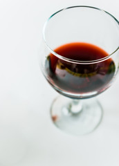 Closeup on a glass of wine.