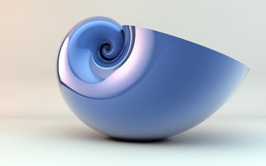 golden spiral shell blue