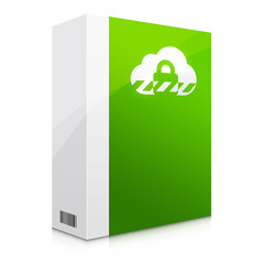 Zielona ikona ochrony w chmurze - obrazy, fototapety, plakaty