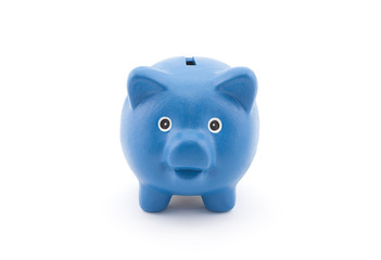 Blue piggy bank with clipping path