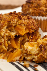 Peach Pecan and Granola Muffins. Selective focus.