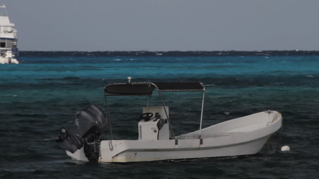 Motorboat in Caribbean Sea