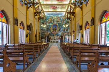 Fototapeta na wymiar PATHUMTANI, THAILAND - FEBRUARY 28 : The interiors of Catholic c