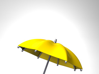 Yellow Umbrella On White Text Space