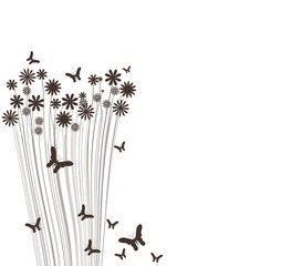 grass and butterflies vector silhouette