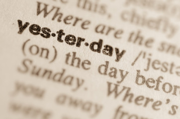 Dictionary definition of word yesterday - obrazy, fototapety, plakaty