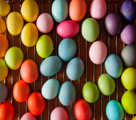 Easter eggs painted in pastel colors