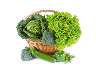 Green vegetables isolated on white