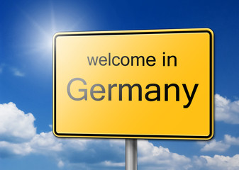 Obraz premium Welcome in Germany Sign Background