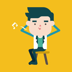 Character illustration design. Businessman joyful cartoon