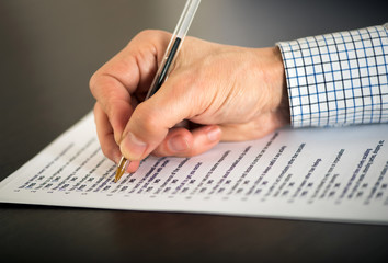 Man completing a questionnaire