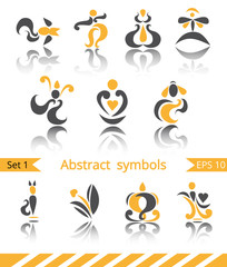 Set of different abstract yellow flat elements