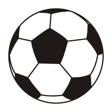 soccer ball, black and white vector icon