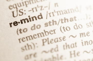 Dictionary definition of word remind