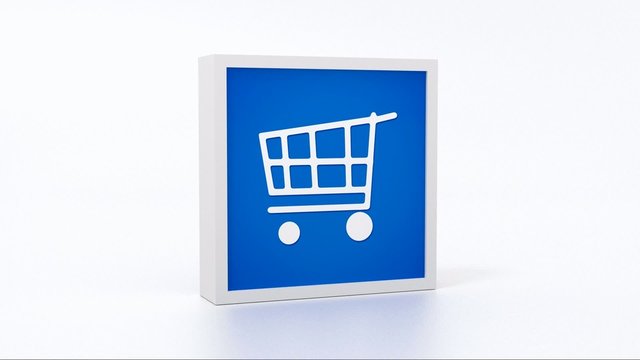 blue shopping sign