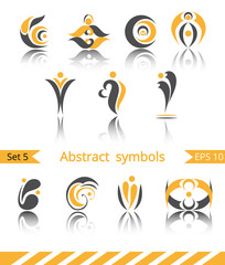 Set of different abstract yellow flat elements