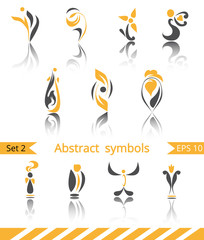 Set of different abstract yellow flat elements