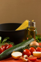 spaghetti and vegetables