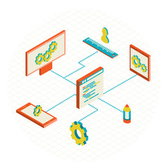 isometric illustration of website analytics