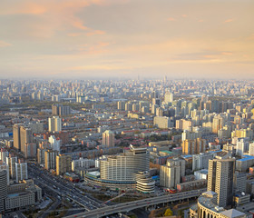 Naklejka na ściany i meble Beijing sunset cityscape