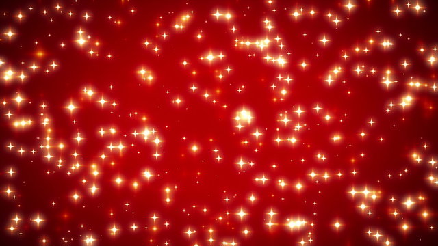 Warm Moving Swirling Abstract Stars on Red Background Loop 4