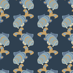 vector seamless pattern with fishes