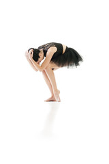 Young alternative ballerina dancing isolated on white