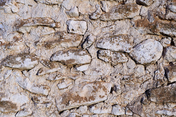 Closeup of a stone and cement wall