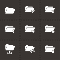 Vector black folder icon set