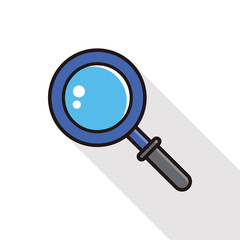 Magnifying glass line icon with long shadow