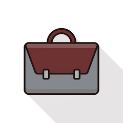 briefcase line icon with long shadow