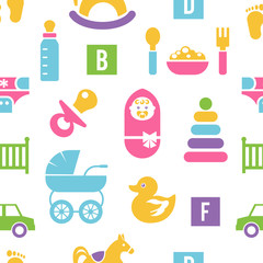 Newborn and toys background