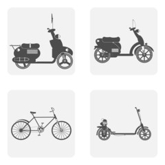 monochrome icon set with motorbike