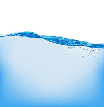 Water wave transparent surface with bubbles, vector illustration