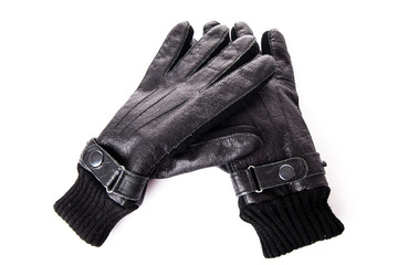 Black leather gloves.  Men's black leather gloves