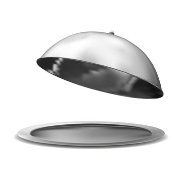 Vector silver opened cloche on white background